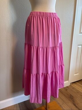 Women’s Tiered Pink Maxi Skirt